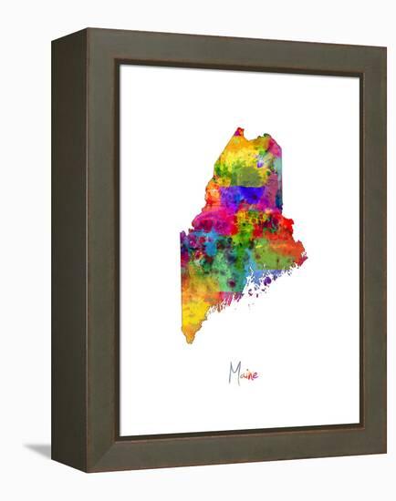 Maine Map-Michael Tompsett-Framed Stretched Canvas