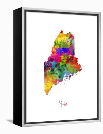 Maine Map-Michael Tompsett-Framed Stretched Canvas