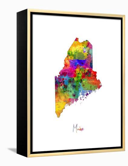 Maine Map-Michael Tompsett-Framed Stretched Canvas