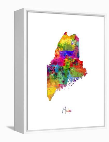 Maine Map-Michael Tompsett-Framed Stretched Canvas