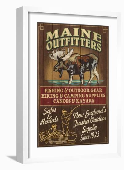 Maine Moose Outfitters-Lantern Press-Framed Art Print