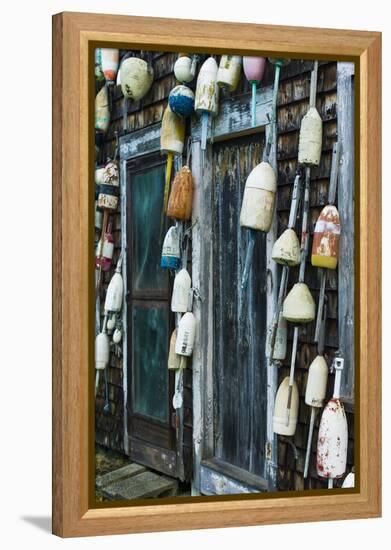 Maine, Pemaquid Point, Lobster Buoys-Walter Bibikow-Framed Premier Image Canvas