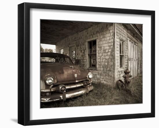 Maine, Potter, Old Gas Station, USA-Alan Copson-Framed Photographic Print