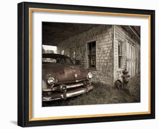 Maine, Potter, Old Gas Station, USA-Alan Copson-Framed Photographic Print