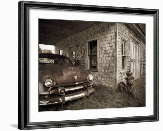 Maine, Potter, Old Gas Station, USA-Alan Copson-Framed Photographic Print