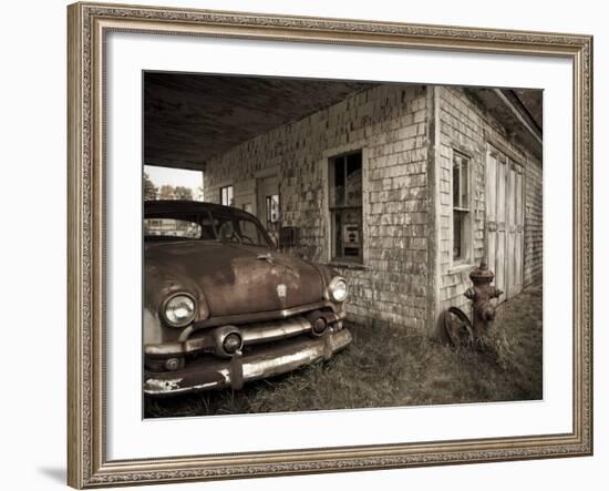 Maine, Potter, Old Gas Station, USA-Alan Copson-Framed Photographic Print