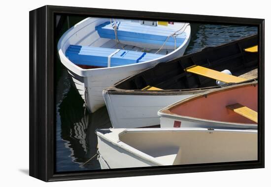 Maine, Rockland. Colorful Row Boats in Rockland Marina-Cindy Miller Hopkins-Framed Premier Image Canvas