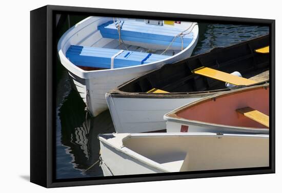 Maine, Rockland. Colorful Row Boats in Rockland Marina-Cindy Miller Hopkins-Framed Premier Image Canvas