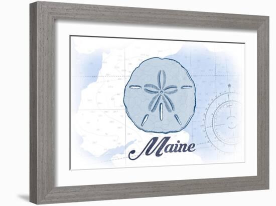 Maine - Sand Dollar - Blue - Coastal Icon-Lantern Press-Framed Art Print