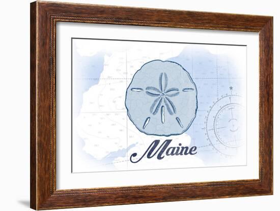 Maine - Sand Dollar - Blue - Coastal Icon-Lantern Press-Framed Art Print