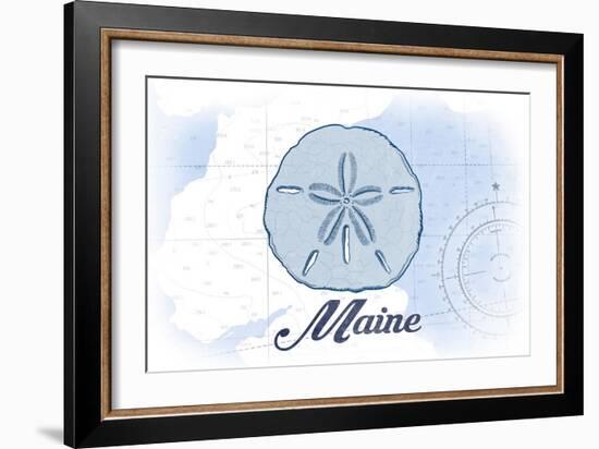 Maine - Sand Dollar - Blue - Coastal Icon-Lantern Press-Framed Art Print