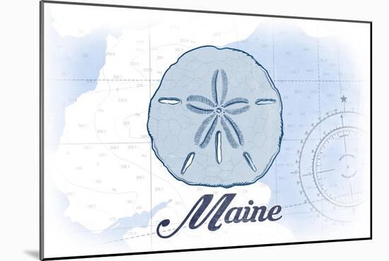 Maine - Sand Dollar - Blue - Coastal Icon-Lantern Press-Mounted Art Print