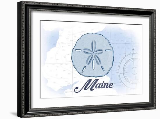 Maine - Sand Dollar - Blue - Coastal Icon-Lantern Press-Framed Art Print