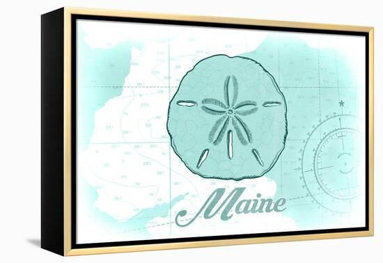 Maine - Sand Dollar - Teal - Coastal Icon-Lantern Press-Framed Stretched Canvas