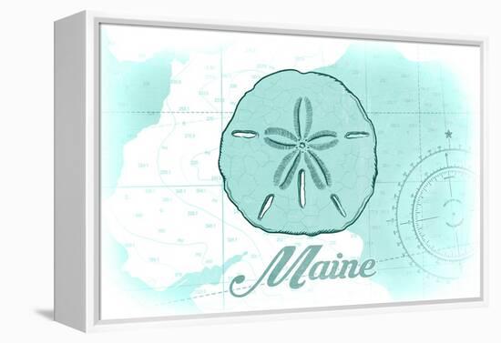 Maine - Sand Dollar - Teal - Coastal Icon-Lantern Press-Framed Stretched Canvas