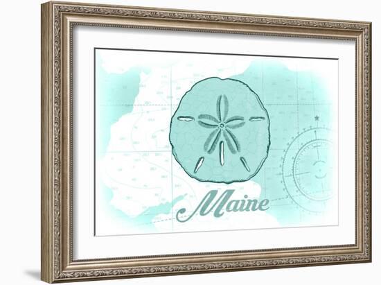 Maine - Sand Dollar - Teal - Coastal Icon-Lantern Press-Framed Art Print