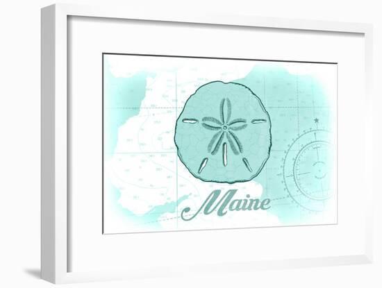 Maine - Sand Dollar - Teal - Coastal Icon-Lantern Press-Framed Art Print