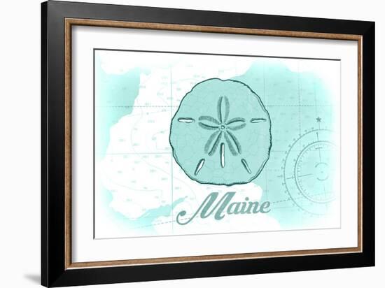 Maine - Sand Dollar - Teal - Coastal Icon-Lantern Press-Framed Art Print