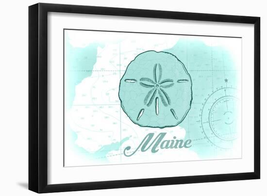 Maine - Sand Dollar - Teal - Coastal Icon-Lantern Press-Framed Art Print