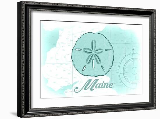 Maine - Sand Dollar - Teal - Coastal Icon-Lantern Press-Framed Art Print