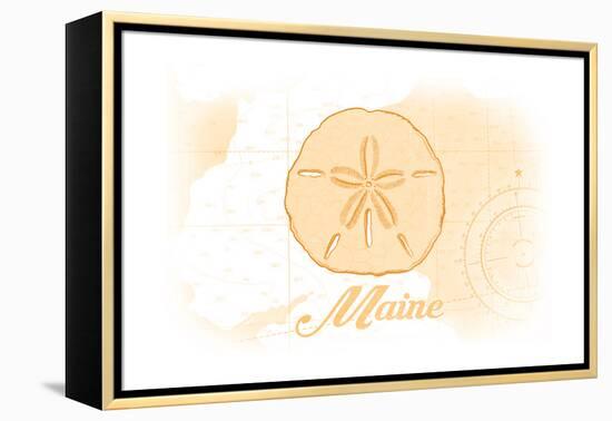 Maine - Sand Dollar - Yellow - Coastal Icon-Lantern Press-Framed Stretched Canvas