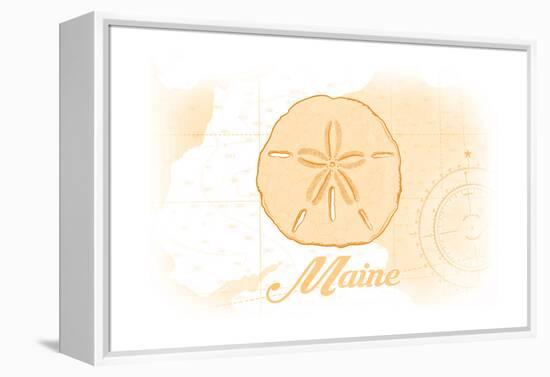 Maine - Sand Dollar - Yellow - Coastal Icon-Lantern Press-Framed Stretched Canvas
