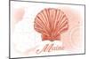 Maine - Scallop Shell - Coral - Coastal Icon-Lantern Press-Mounted Art Print