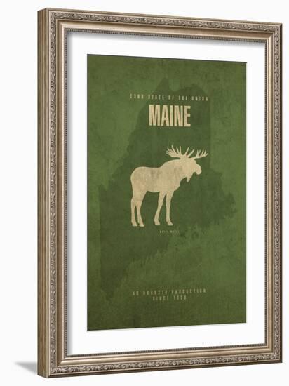 MAINE State Minimalist Posters-Red Atlas Designs-Framed Giclee Print