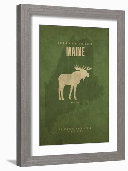 MAINE State Minimalist Posters-Red Atlas Designs-Framed Giclee Print