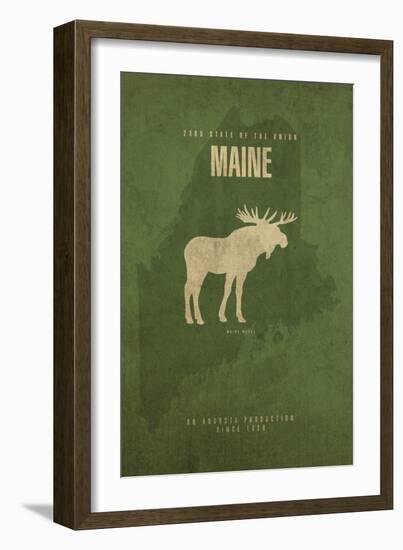 MAINE State Minimalist Posters-Red Atlas Designs-Framed Giclee Print