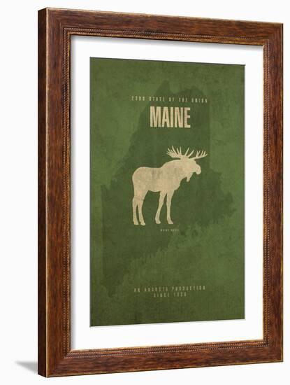 MAINE State Minimalist Posters-Red Atlas Designs-Framed Giclee Print