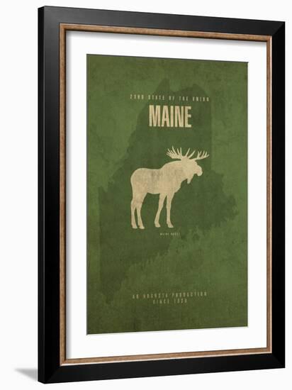 MAINE State Minimalist Posters-Red Atlas Designs-Framed Giclee Print