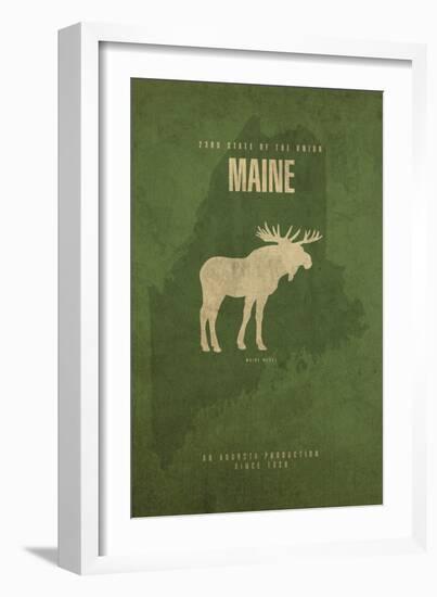 MAINE State Minimalist Posters-Red Atlas Designs-Framed Giclee Print