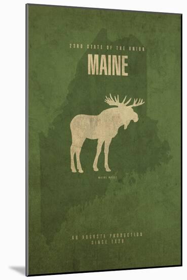 MAINE State Minimalist Posters-Red Atlas Designs-Mounted Giclee Print