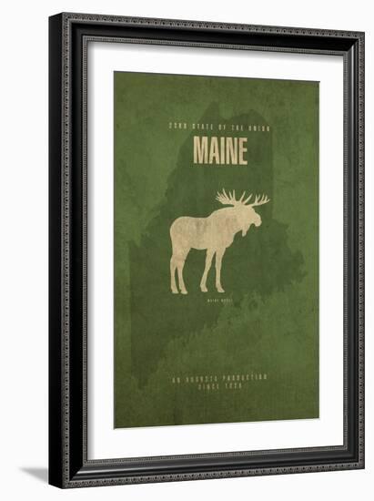 MAINE State Minimalist Posters-Red Atlas Designs-Framed Giclee Print