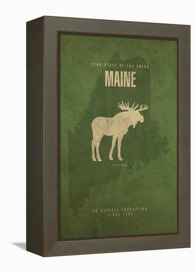 MAINE State Minimalist Posters-Red Atlas Designs-Framed Premier Image Canvas