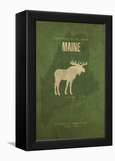 MAINE State Minimalist Posters-Red Atlas Designs-Framed Premier Image Canvas