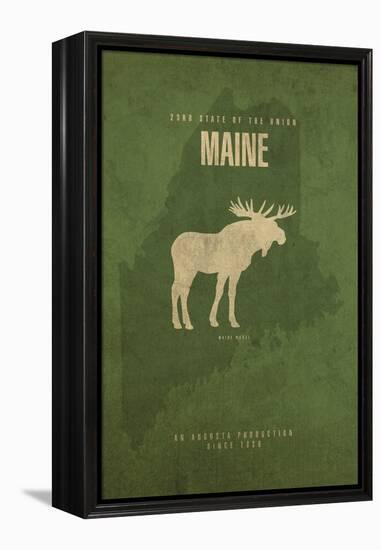 MAINE State Minimalist Posters-Red Atlas Designs-Framed Premier Image Canvas