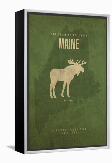 MAINE State Minimalist Posters-Red Atlas Designs-Framed Premier Image Canvas