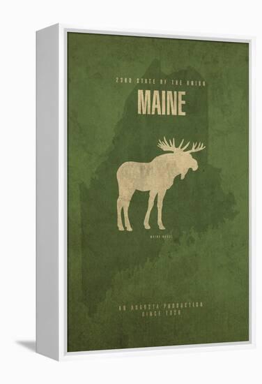 MAINE State Minimalist Posters-Red Atlas Designs-Framed Premier Image Canvas