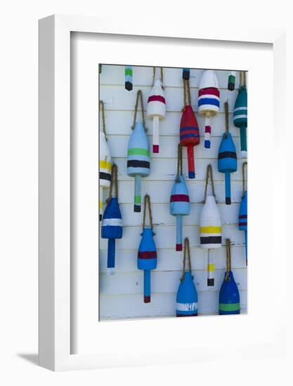 Maine, Stonington, Decorative Lobster Buoys-Walter Bibikow-Framed Photographic Print