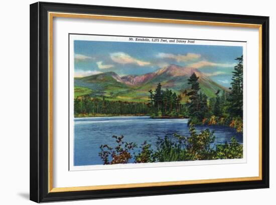 Maine - View of Mount Katahdin and Daicey Pond-Lantern Press-Framed Art Print