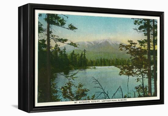 Maine - View of Mount Katahdin, Loftiest Peak in Maine-Lantern Press-Framed Stretched Canvas