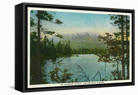 Maine - View of Mount Katahdin, Loftiest Peak in Maine-Lantern Press-Framed Stretched Canvas