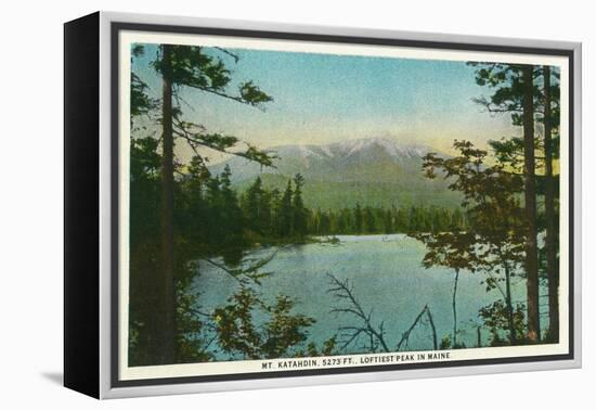 Maine - View of Mount Katahdin, Loftiest Peak in Maine-Lantern Press-Framed Stretched Canvas