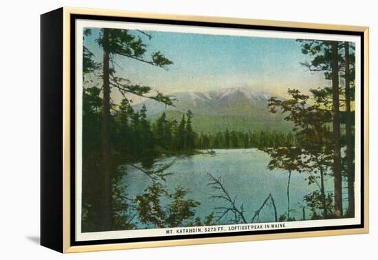 Maine - View of Mount Katahdin, Loftiest Peak in Maine-Lantern Press-Framed Stretched Canvas