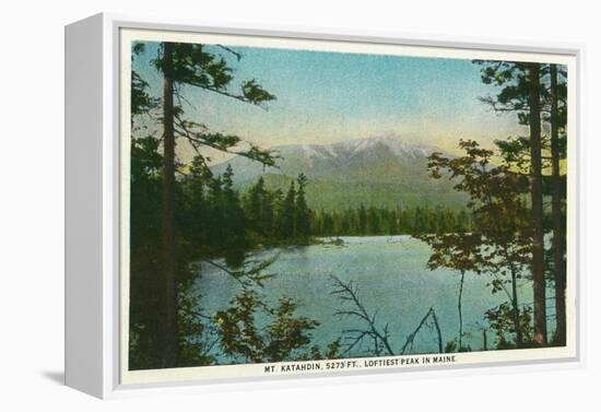 Maine - View of Mount Katahdin, Loftiest Peak in Maine-Lantern Press-Framed Stretched Canvas