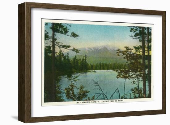 Maine - View of Mount Katahdin, Loftiest Peak in Maine-Lantern Press-Framed Art Print