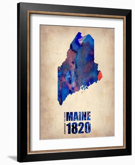 Maine Watercolor Map-NaxArt-Framed Art Print