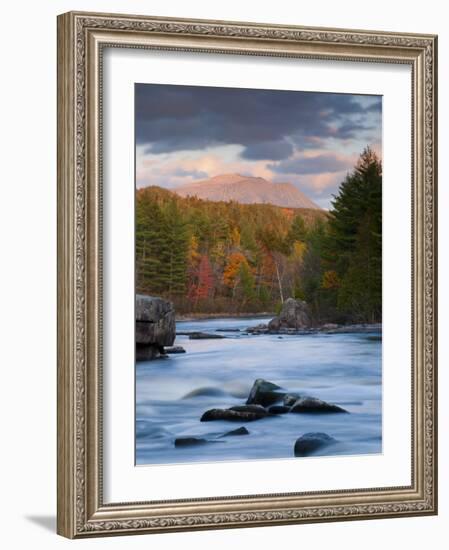 Maine, West Branch of the Penobscot River and Mount Katahdin in Baxter State Park, USA-Alan Copson-Framed Photographic Print